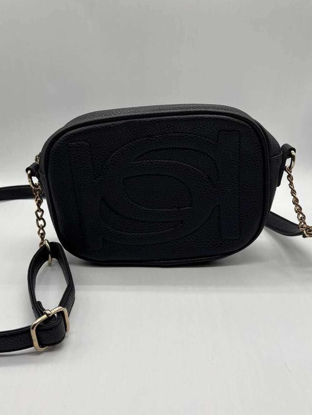 bebe Black Pebbled Faux Leather Logo Crossbody Camera Bag Purse - Picture 5 of 9